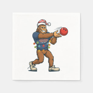 Bigfoot Sasquatch Bowling Funny Holiday Sports Napkin