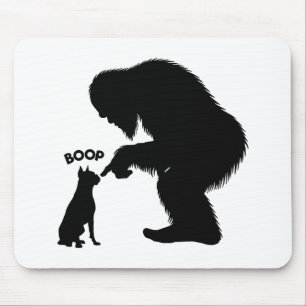 Bigfoot Sasquatch Boxer Dog Nose Boop Mouse Pad