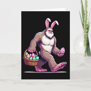 Bigfoot Sasquatch Bunny Easter Eggs Men Women Kids Card
