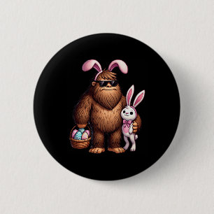 Bigfoot Sasquatch Bunny Easter Eggs Retro Men Boys 6 Cm Round Badge
