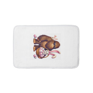 Bigfoot Sasquatch Bunny Easter Eggs Retro Men Boys Bath Mat