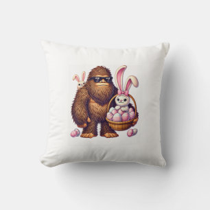 Bigfoot Sasquatch Bunny Easter Eggs Retro Men Boys Cushion
