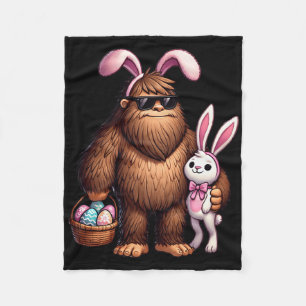 Bigfoot Sasquatch Bunny Easter Eggs Retro Men Boys Fleece Blanket