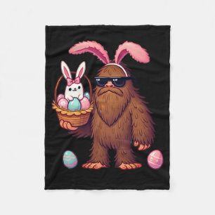 Bigfoot Sasquatch Bunny Easter Eggs Retro Men Boys Fleece Blanket