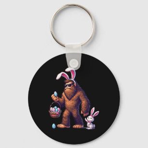 Bigfoot Sasquatch Bunny Easter Eggs Retro Men Boys Key Ring