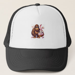 Bigfoot Sasquatch Bunny Easter Eggs Retro Men Boys Trucker Hat