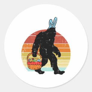 Bigfoot Sasquatch Bunny Easter Eggs Retro Men Wome Classic Round Sticker
