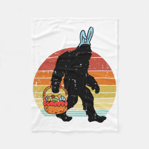 Bigfoot Sasquatch Bunny Easter Eggs Retro Men Wome Fleece Blanket