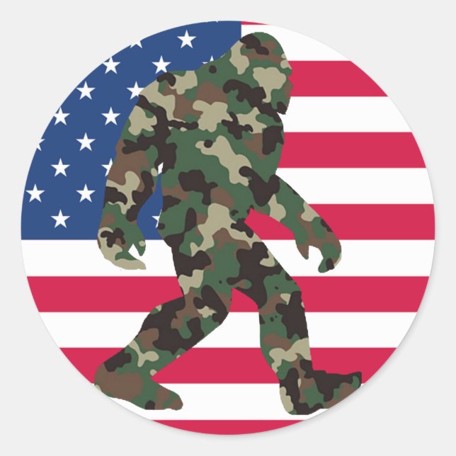 Bigfoot Sasquatch Camo      Classic Round Sticker (Front)