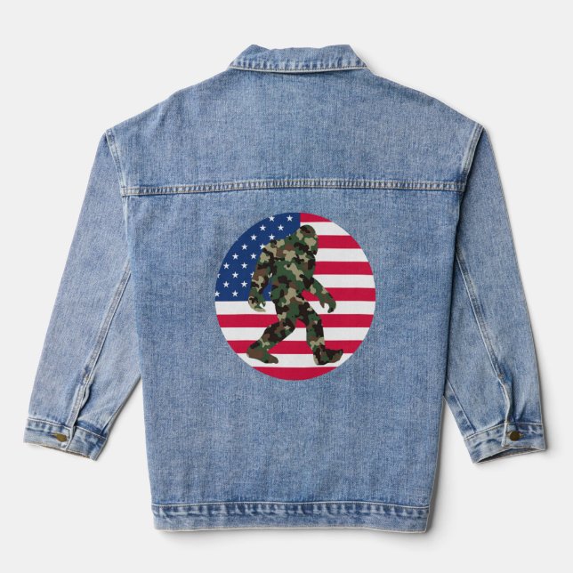 Bigfoot Sasquatch Camo Denim Jacket (Back)