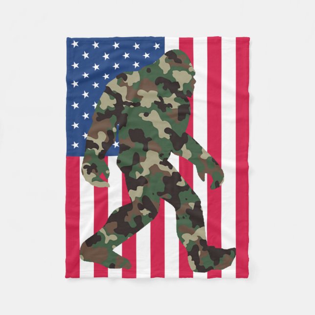 Bigfoot Sasquatch Camo  Fleece Blanket (Front)