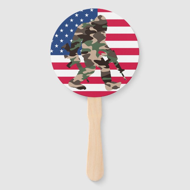 Bigfoot Sasquatch Camo  Hand Fan (Front)