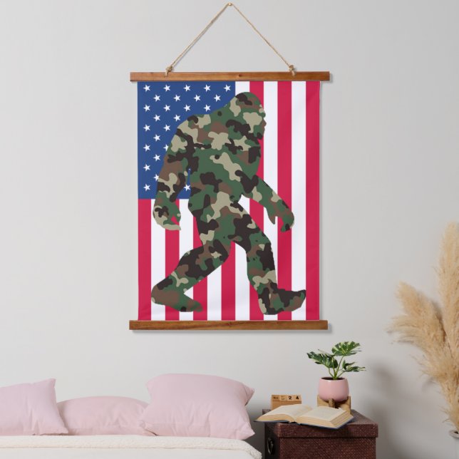 Bigfoot Sasquatch Camo  Hanging Tapestry (Bedroom)