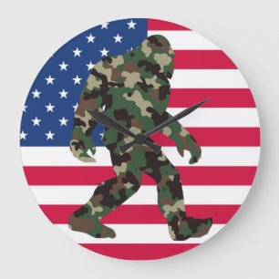 Bigfoot Sasquatch Camo     Large Clock