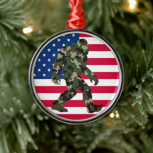 Bigfoot Sasquatch Camo     Metal Ornament