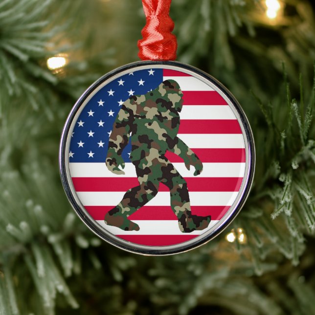 Bigfoot Sasquatch Camo     Metal Ornament (Tree)