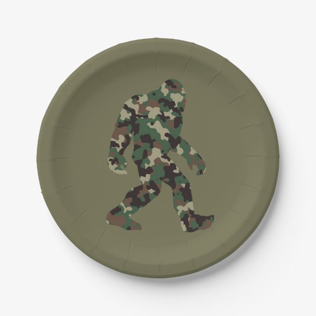 Bigfoot Sasquatch Camo Paper Plate (Front)