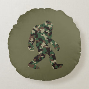 Bigfoot Sasquatch Camo Round Cushion