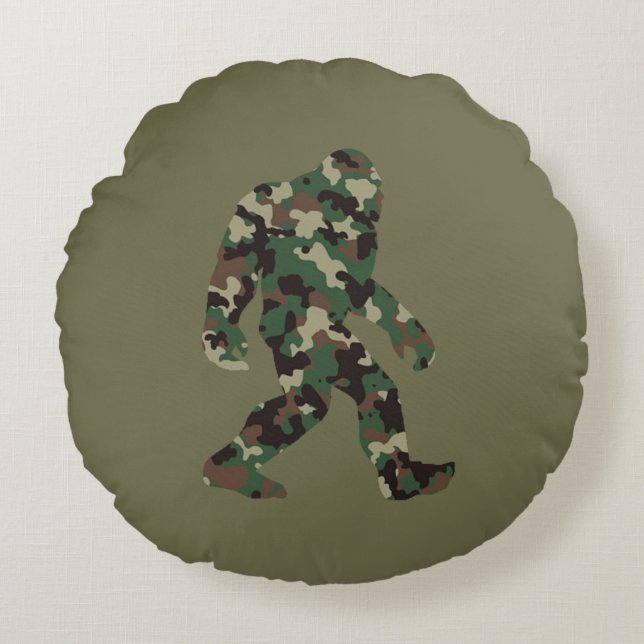 Bigfoot Sasquatch Camo  Round Cushion (Front)