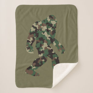 Bigfoot Sasquatch Camo    Sherpa Blanket