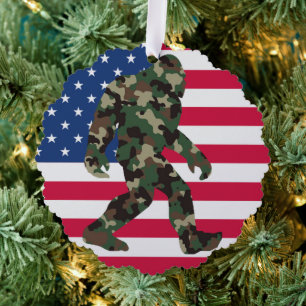 Bigfoot Sasquatch Camo     Tree Decoration Card