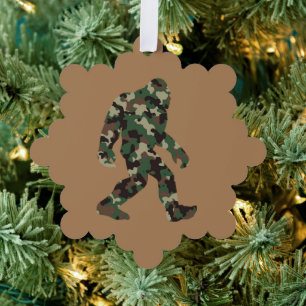 Bigfoot Sasquatch Camo Tree Decoration Card