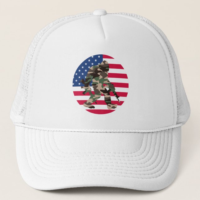 Bigfoot Sasquatch Camo  Trucker Hat (Front)