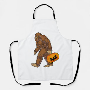 Bigfoot Sasquatch Carrying Scary Pumpkin T shirt Apron