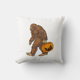 Bigfoot Sasquatch Carrying Scary Pumpkin T shirt Cushion