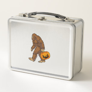 Bigfoot Sasquatch Carrying Scary Pumpkin T shirt Metal Lunch Box