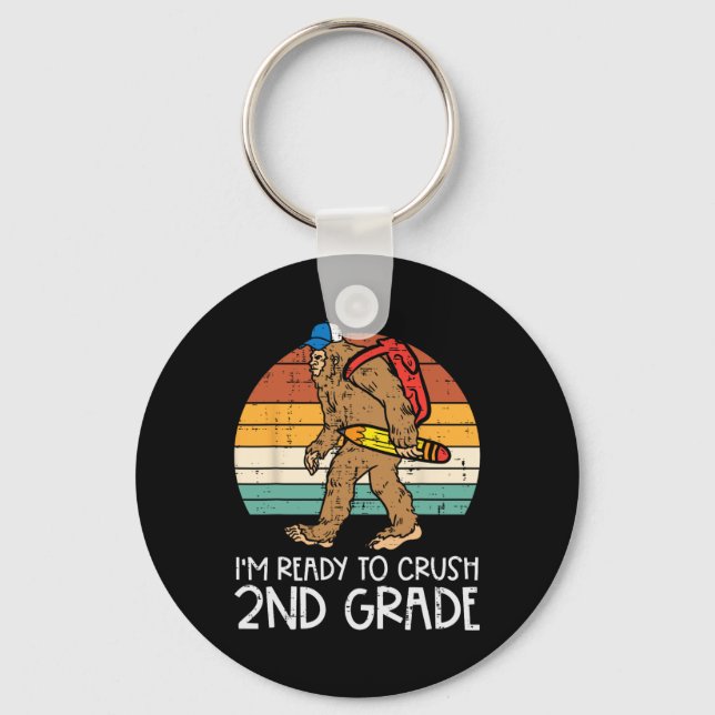 Bigfoot Sasquatch Crush 2nd Grade Second First Day Key Ring (Front)