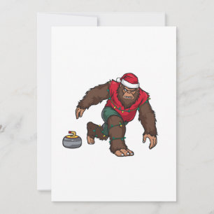 Bigfoot Sasquatch Curling Christmas 2026 Holiday Thank You Card
