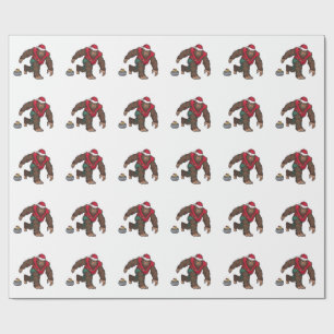 Bigfoot Sasquatch Curling Christmas 2026 Holiday   Wrapping Paper