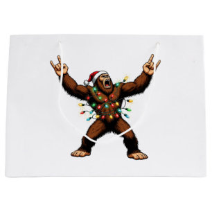 Bigfoot Sasquatch Devil Horns Christmas 2026 Rock Large Gift Bag
