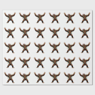 Bigfoot Sasquatch Devil Horns Christmas 2026 Rock  Wrapping Paper