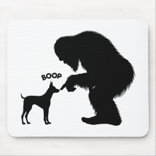 Bigfoot Sasquatch Doberman Pinscher Nose Boop Mouse Pad