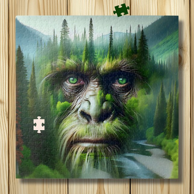 Bigfoot Sasquatch Double Exposure with Forest Jigsaw Puzzle (Creator Uploaded)