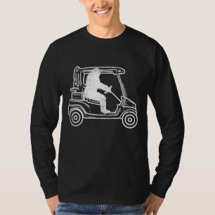 Bigfoot Sasquatch Driving Golf Cart Funny Golfing T-Shirt