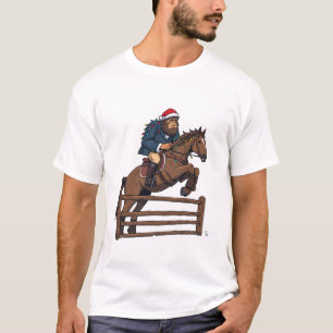 Bigfoot Sasquatch Equestrian Christmas Horse Ridin T-Shirt