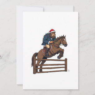 Bigfoot Sasquatch Equestrian Christmas Horse Ridin Thank You Card