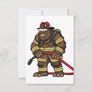 Bigfoot Sasquatch Firefighter Christmas 2026 Thank You Card