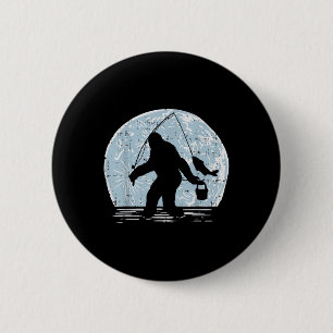 Bigfoot Sasquatch Fishing Moon Funny Fisherman Ang 6 Cm Round Badge