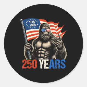 Bigfoot Sasquatch Flag 250 Years 1776-2026 250th B Classic Round Sticker