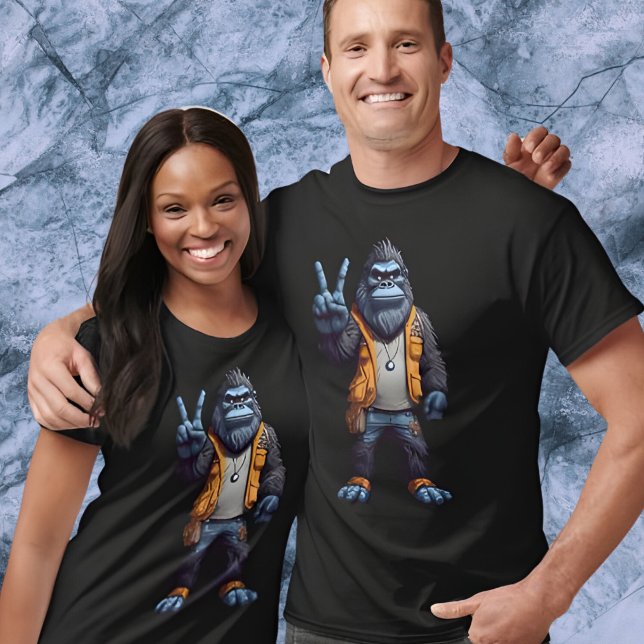 Bigfoot Sasquatch Flashing Peace Sign T-Shirt (Creator Uploaded)