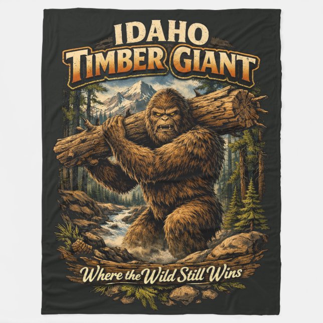 Bigfoot Sasquatch Fleece Blanket (Front)