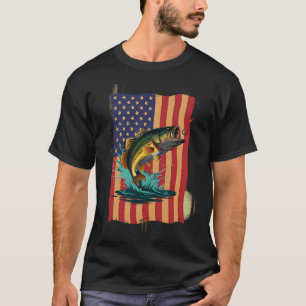 Bigfoot Sasquatch Fly Fishing American Flag Camo T-Shirt