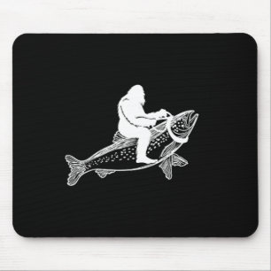 Bigfoot Sasquatch Fly Fishing Trout Fisherman Vint Mouse Pad