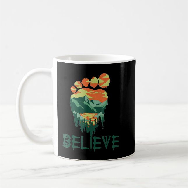 Bigfoot Sasquatch Foot Yeti Believe Camping Hiking Coffee Mug (Left)