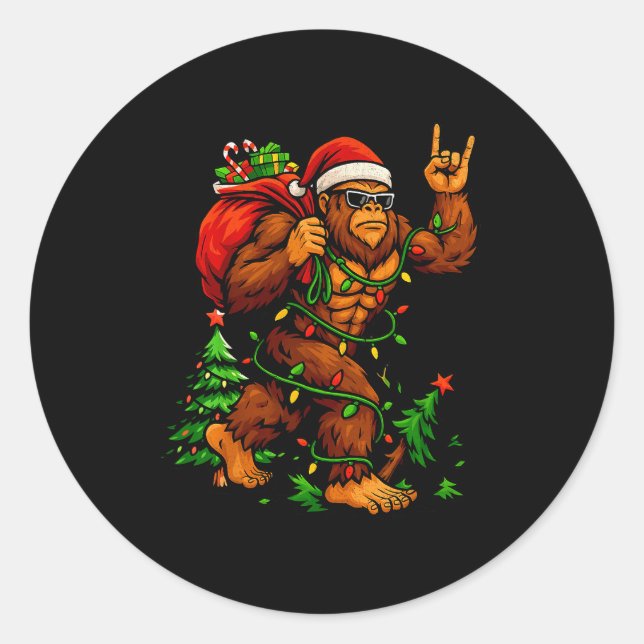 Bigfoot Sasquatch For Men Grandpa Boys Kids Christ Classic Round Sticker (Front)