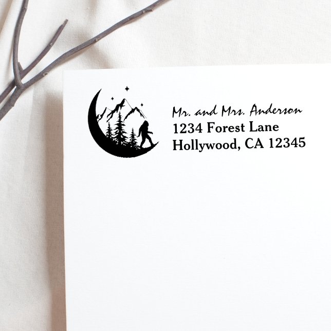 BigFoot Sasquatch Forest Mountains Address Stamp (Creator Uploaded)